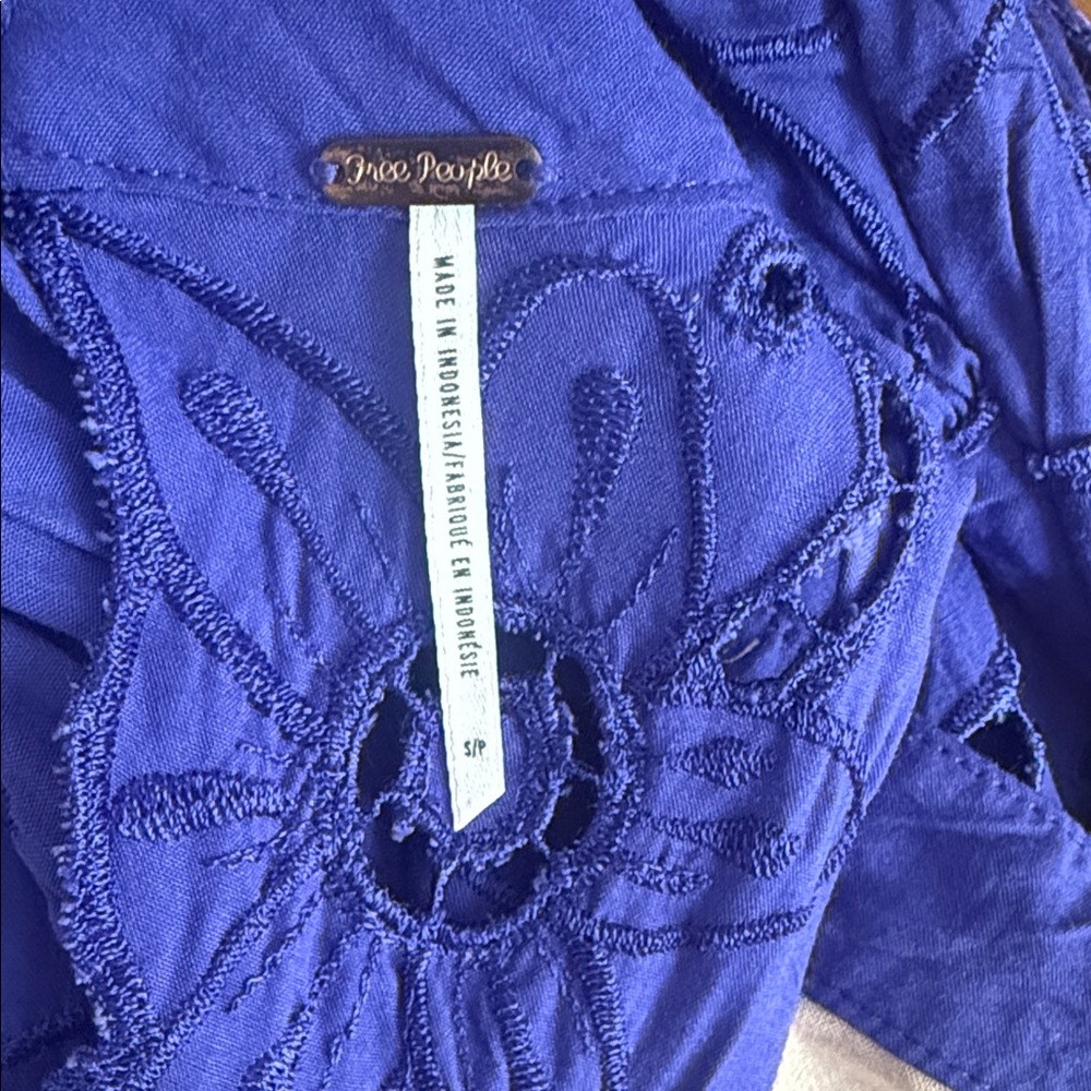 Free People purple/Royal Blue Sleeveless Cutout Embroidered Dress - Picture 7 of 8